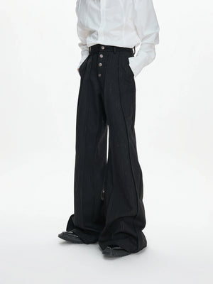 Black Pleated Blazer & Flare Pants Suit Set | Polyester - main image 5