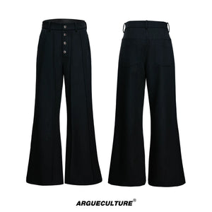 Black Pleated Blazer & Flare Pants Suit Set | Polyester - Black Pants