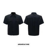 Black Tie-Detail Shirt & Pleated Wide-Leg Pants - Black Top