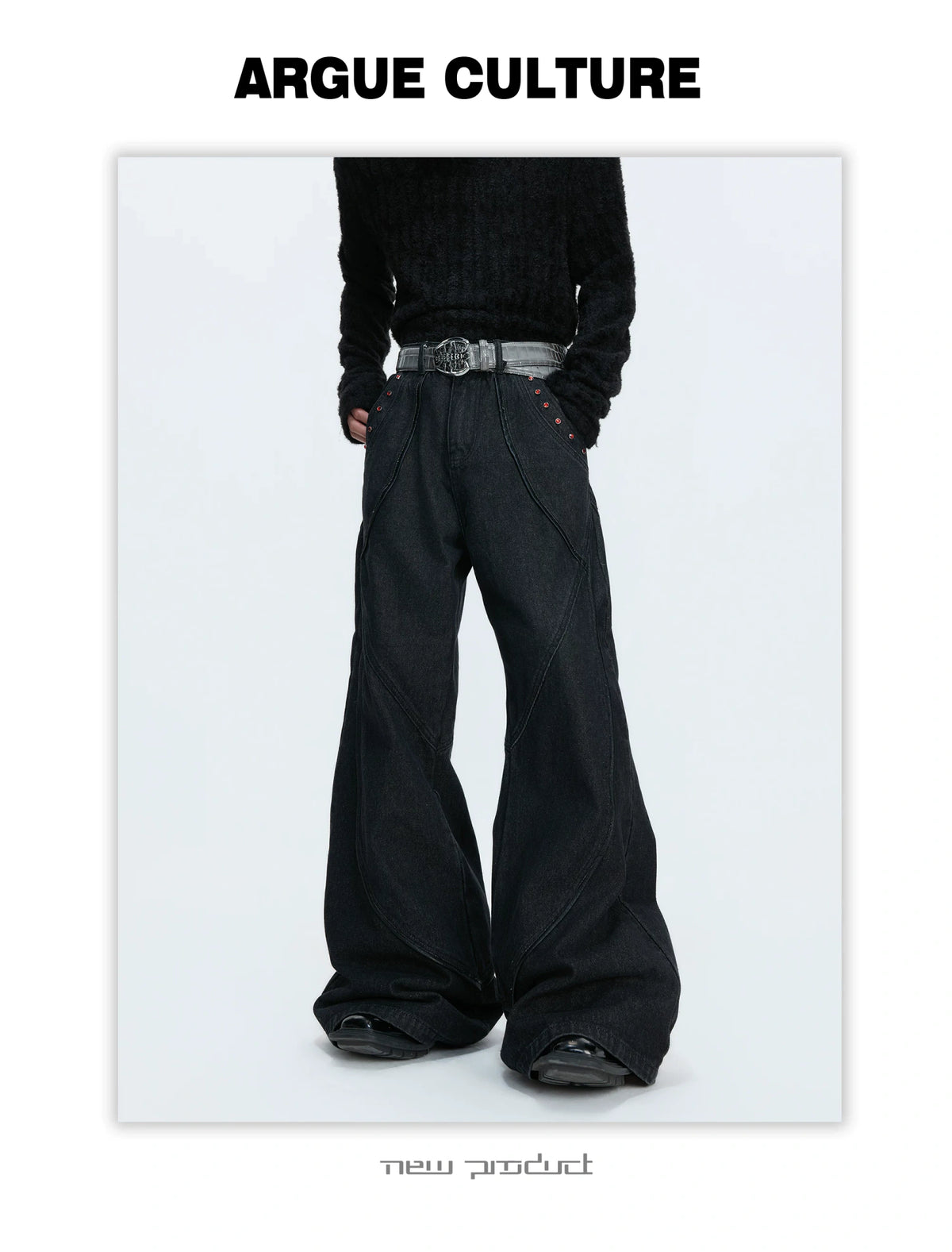 Black Washed Relaxed Straight-Leg Denim Jeans | Unisex - detail image 14