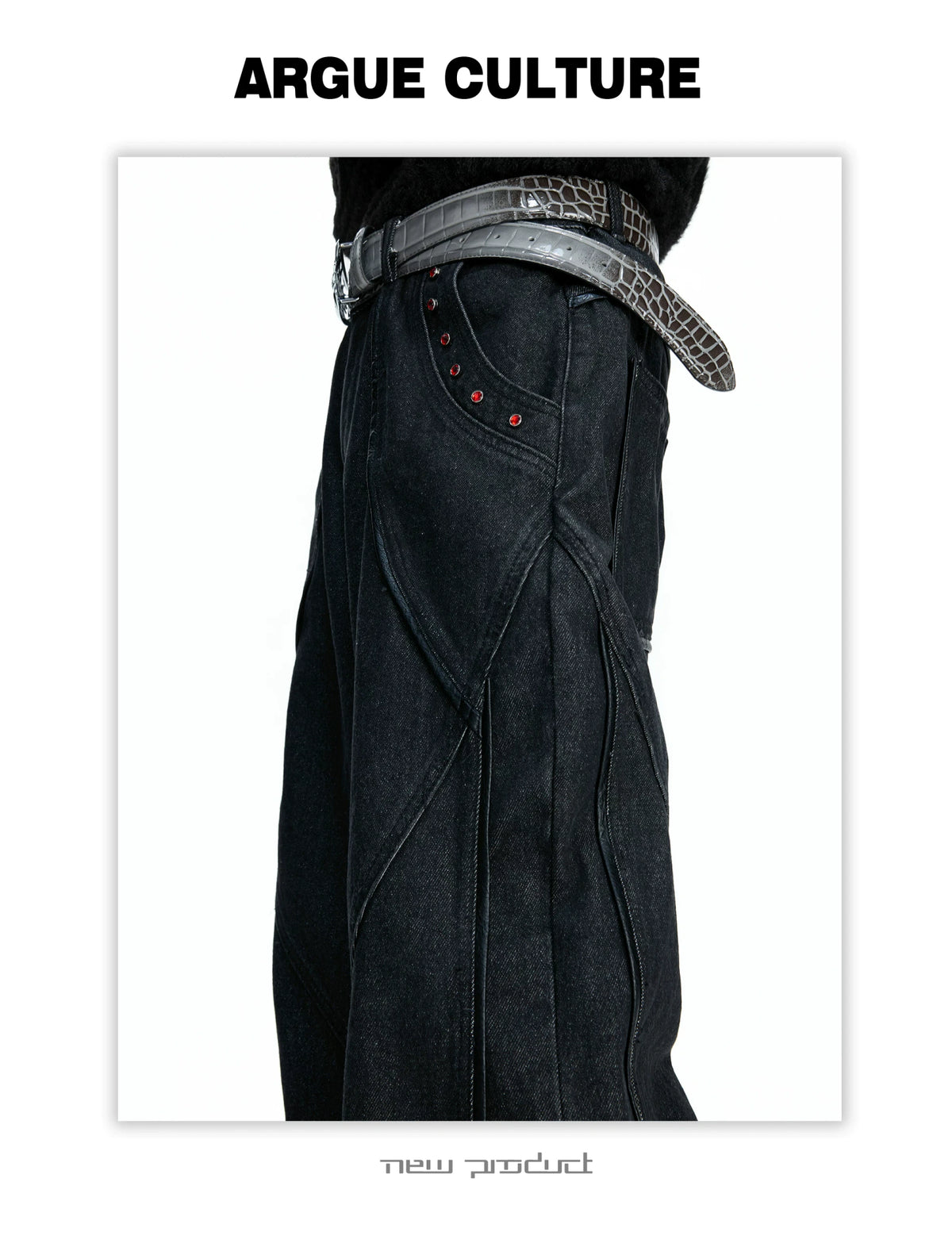 Black Washed Relaxed Straight-Leg Denim Jeans | Unisex - detail image 8