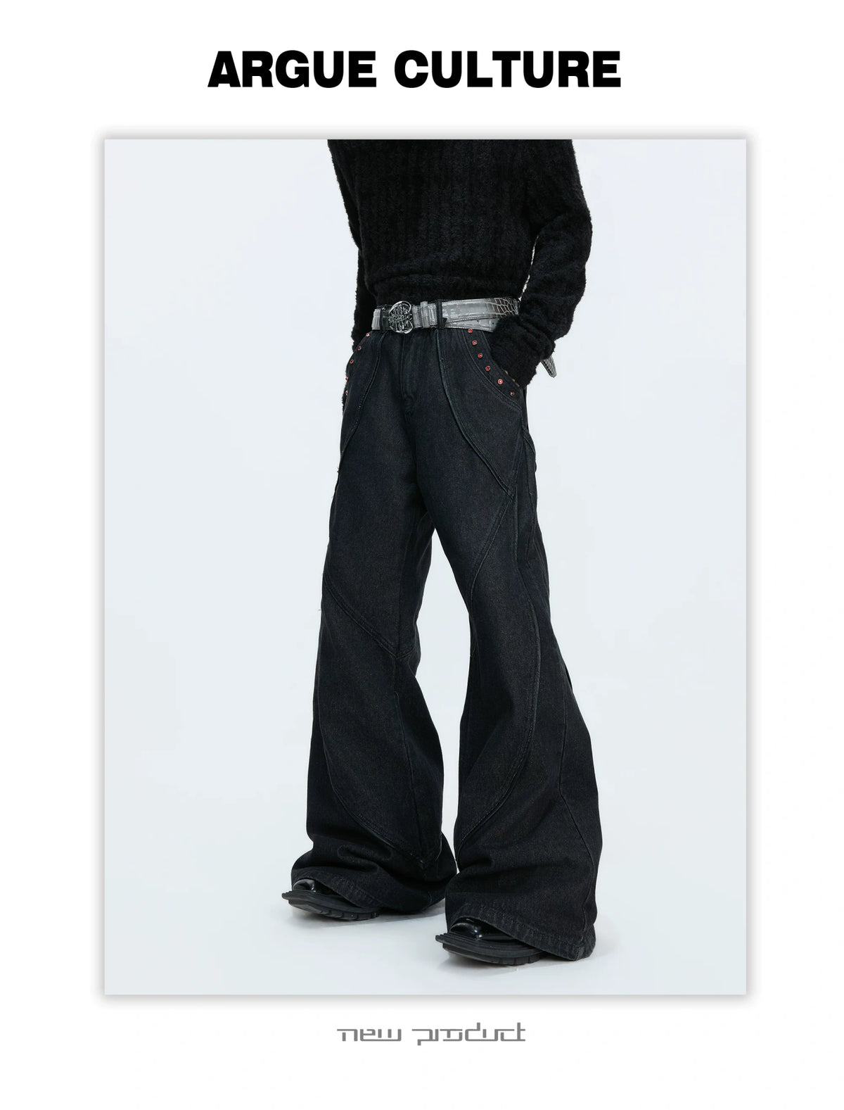 Black Washed Relaxed Straight-Leg Denim Jeans | Unisex - detail image 12