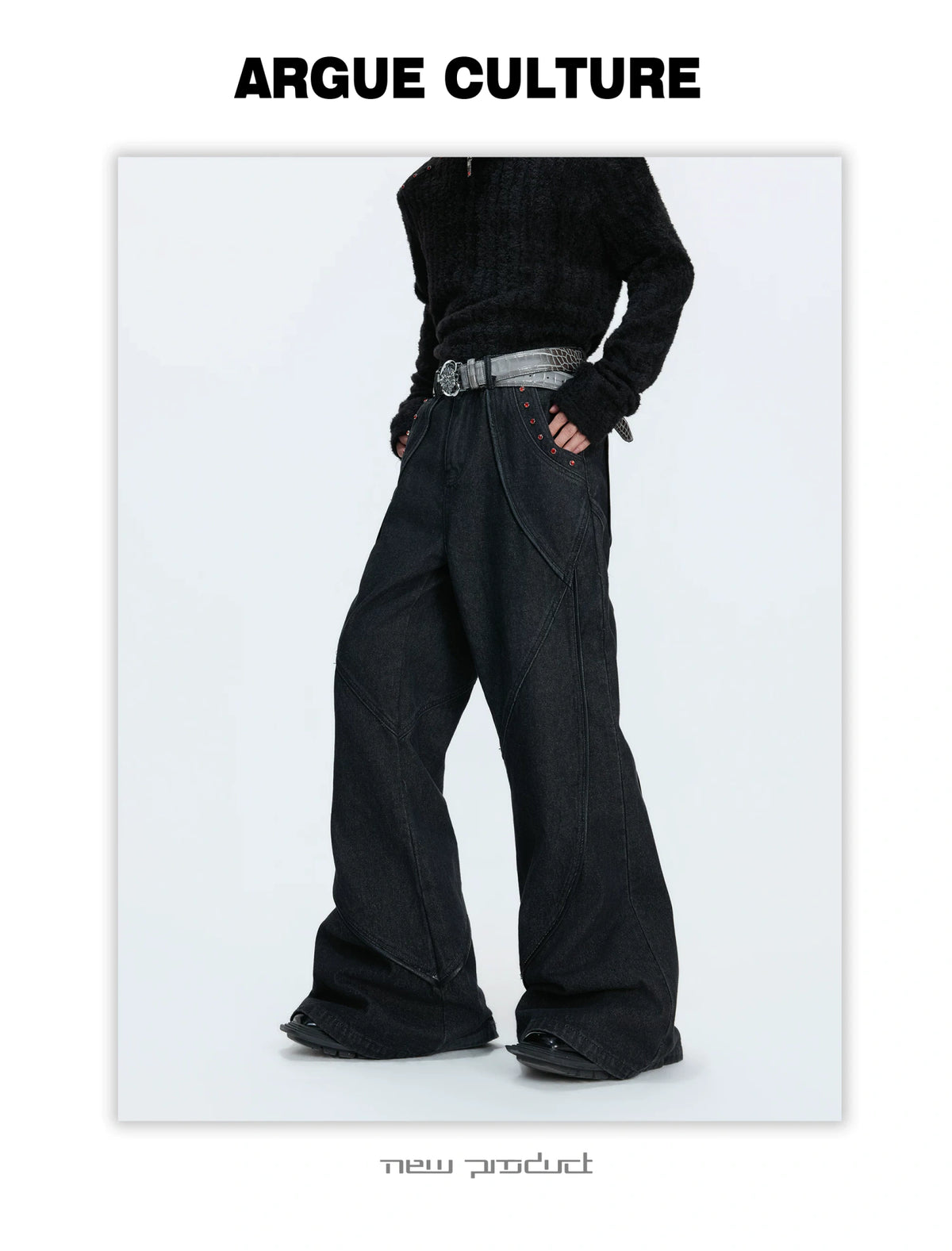 Black Washed Relaxed Straight-Leg Denim Jeans | Unisex - detail image 10