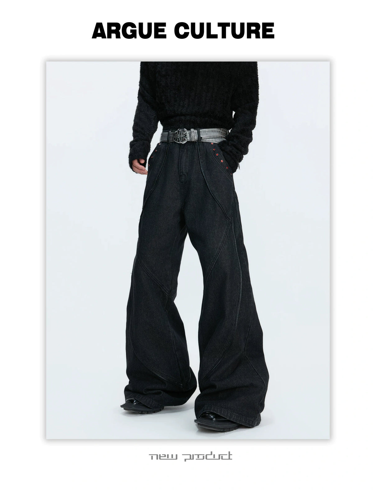 Black Washed Relaxed Straight-Leg Denim Jeans | Unisex - detail image 13