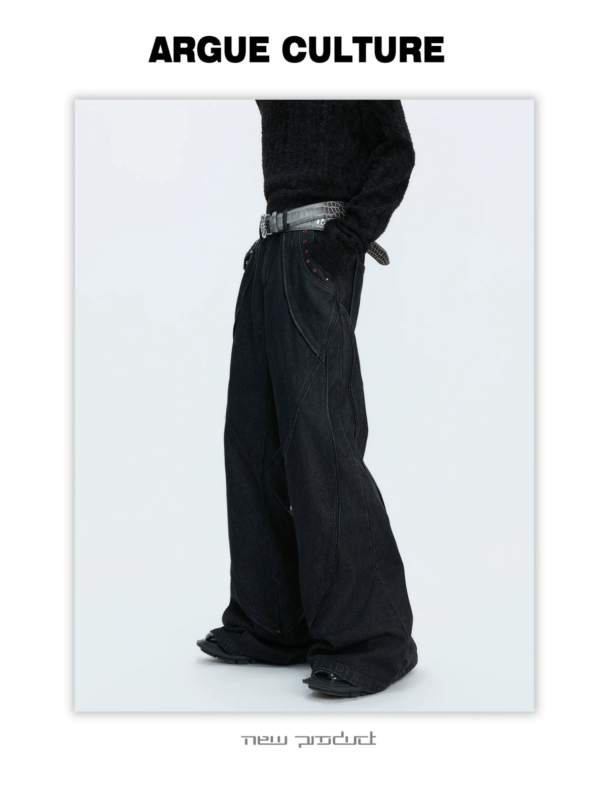 Black Washed Relaxed Straight-Leg Denim Jeans | Unisex - detail image 15