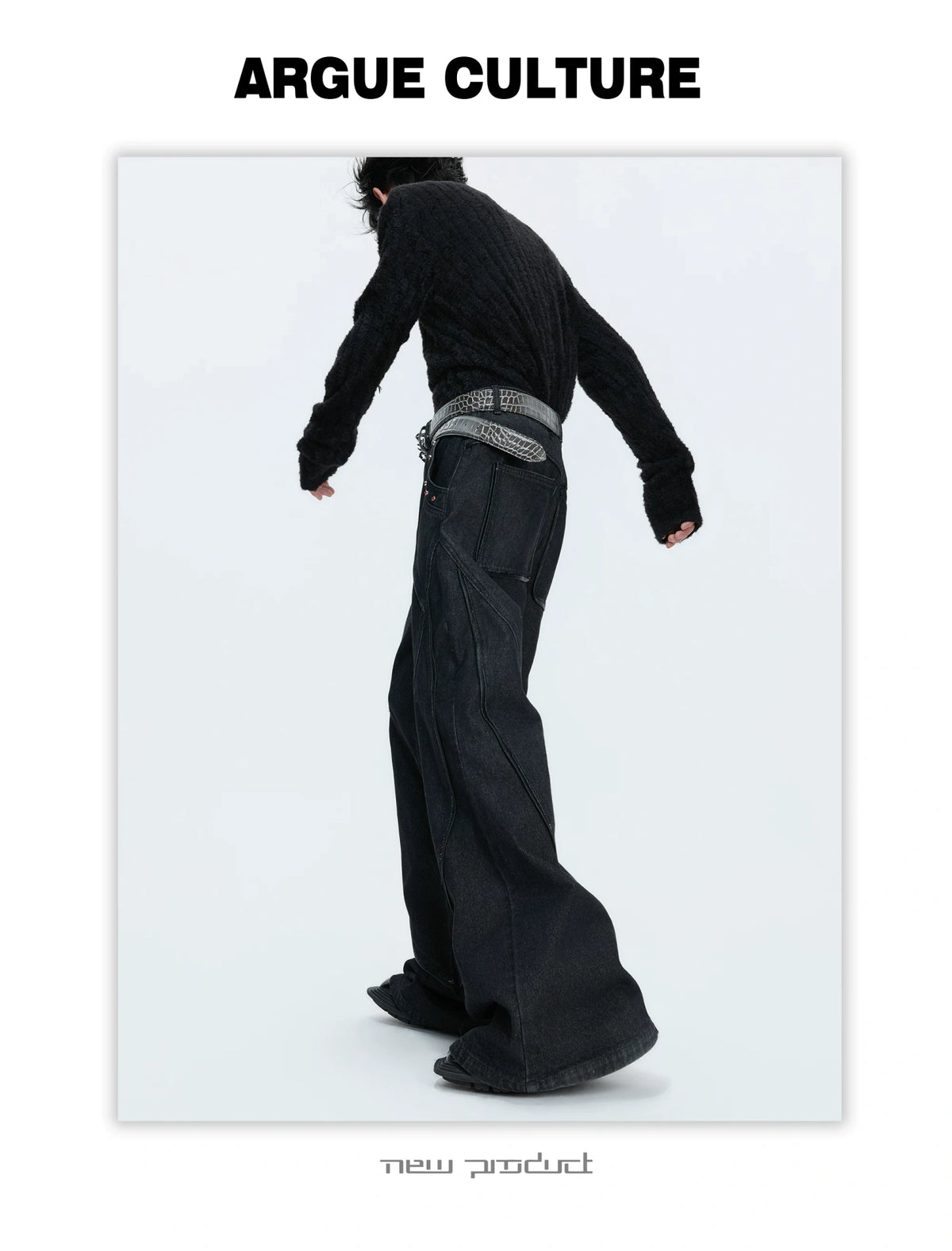 Black Washed Relaxed Straight-Leg Denim Jeans | Unisex - detail image 7