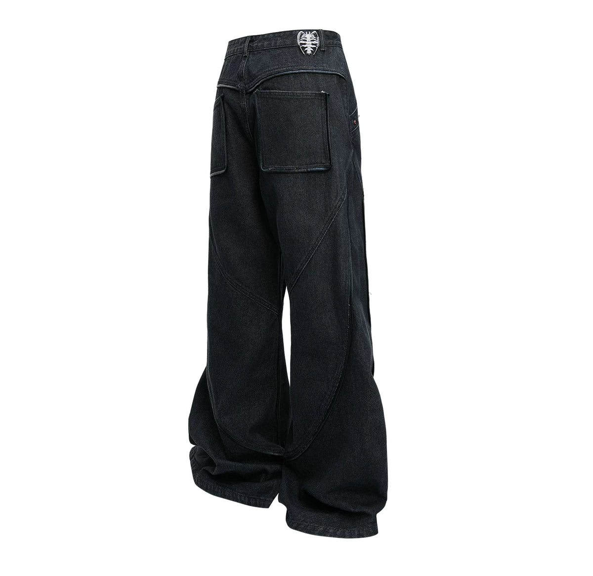 Black Washed Relaxed Straight-Leg Denim Jeans | Unisex - detail image 16