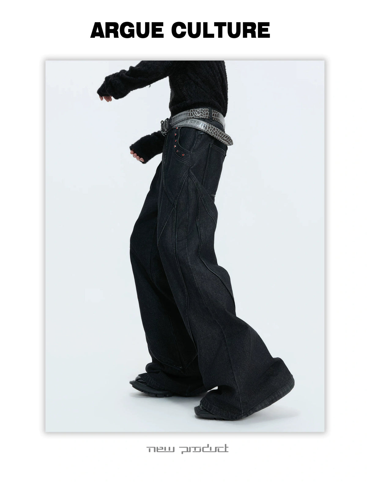 Black Washed Relaxed Straight-Leg Denim Jeans | Unisex - detail image 6