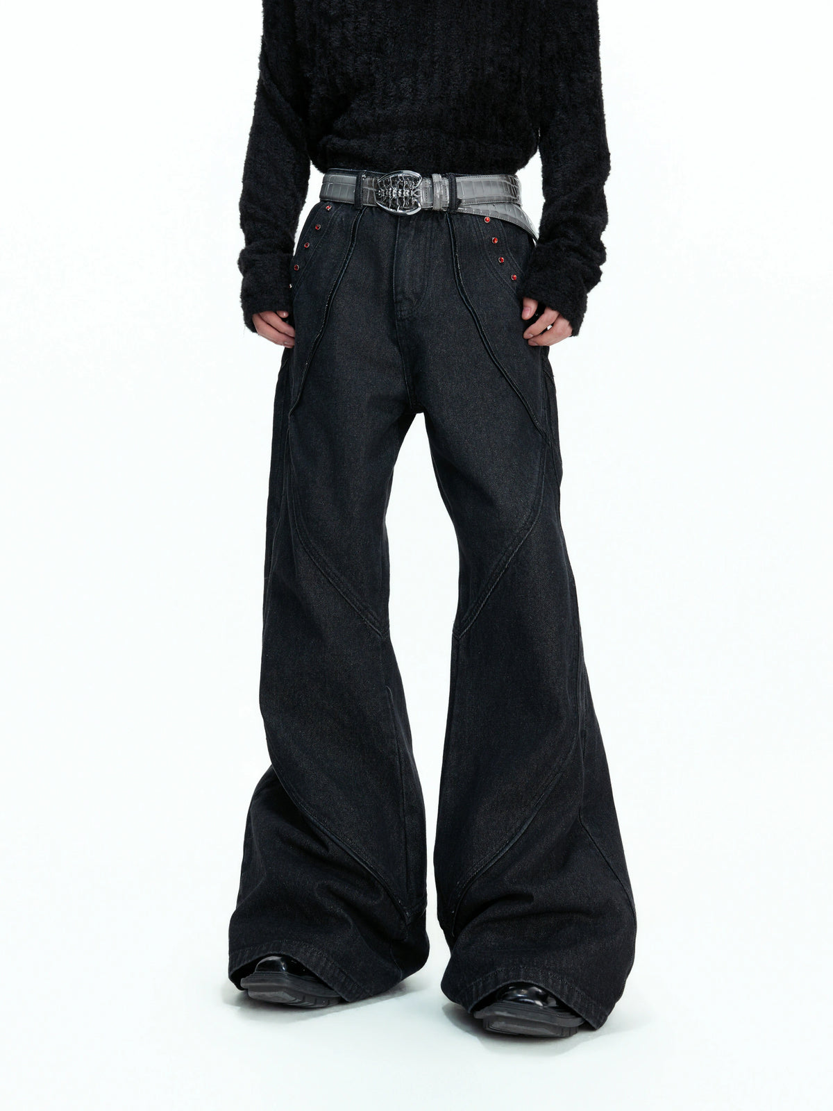 Black Washed Relaxed Straight-Leg Denim Jeans | Unisex - main image 1