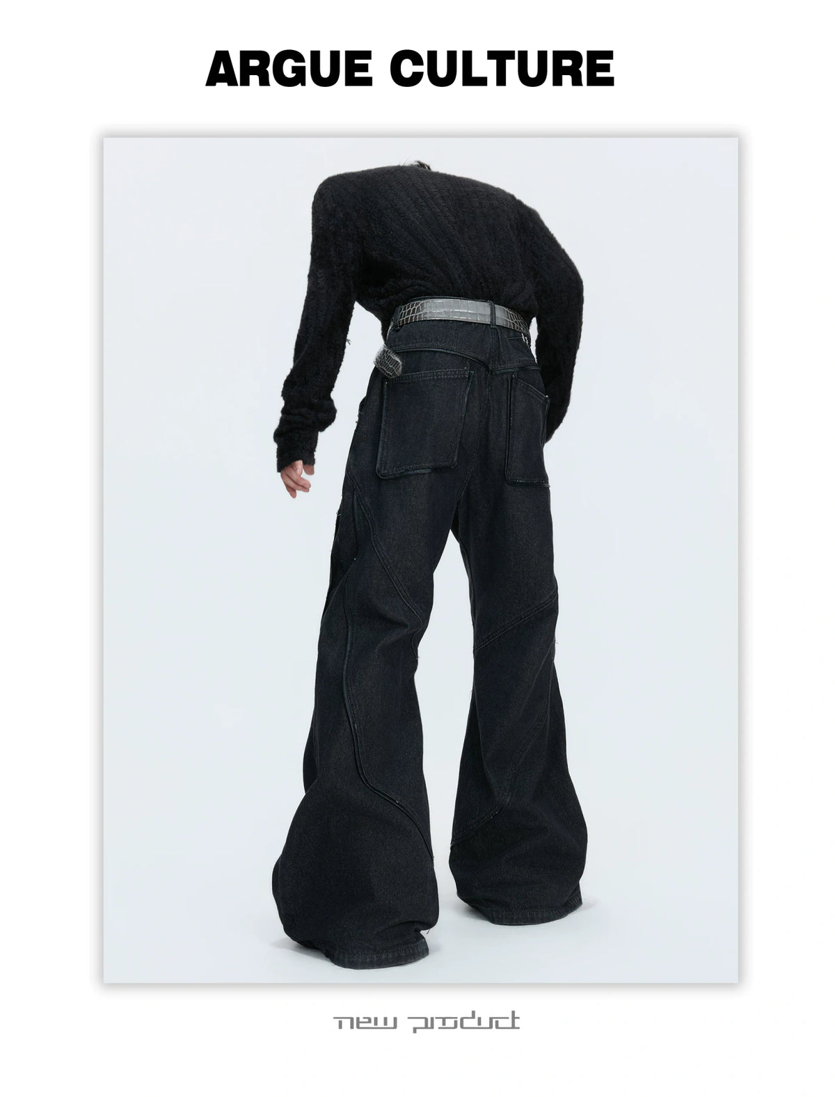 Black Washed Relaxed Straight-Leg Denim Jeans | Unisex - detail image 3