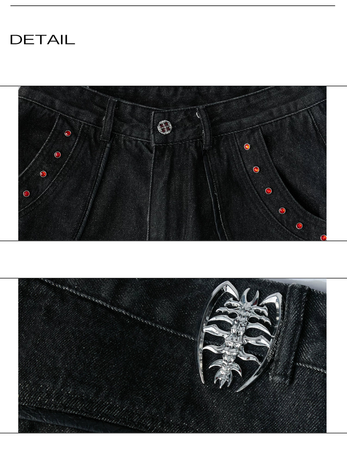 Black Washed Relaxed Straight-Leg Denim Jeans | Unisex - detail image 17