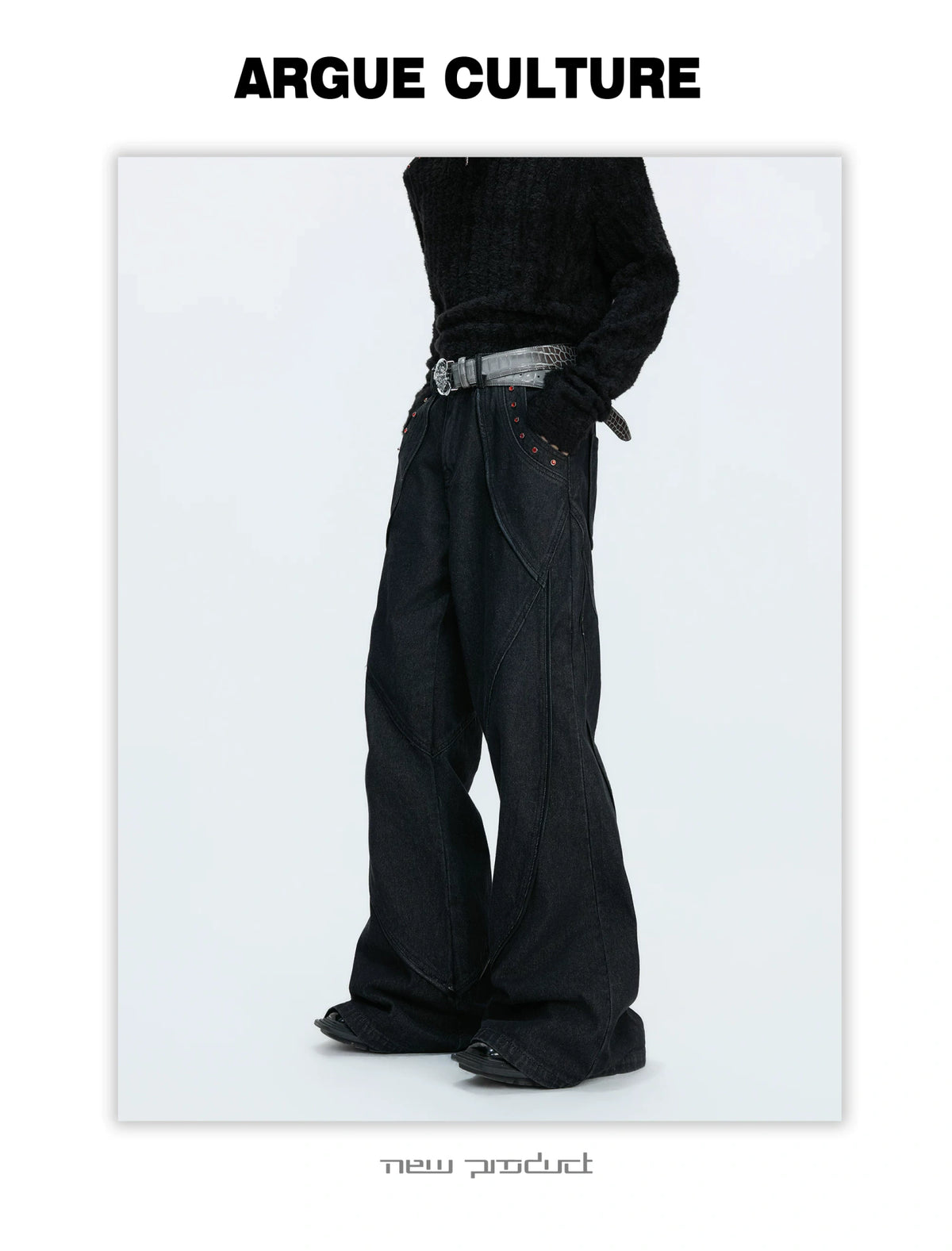 Black Washed Relaxed Straight-Leg Denim Jeans | Unisex - detail image 11