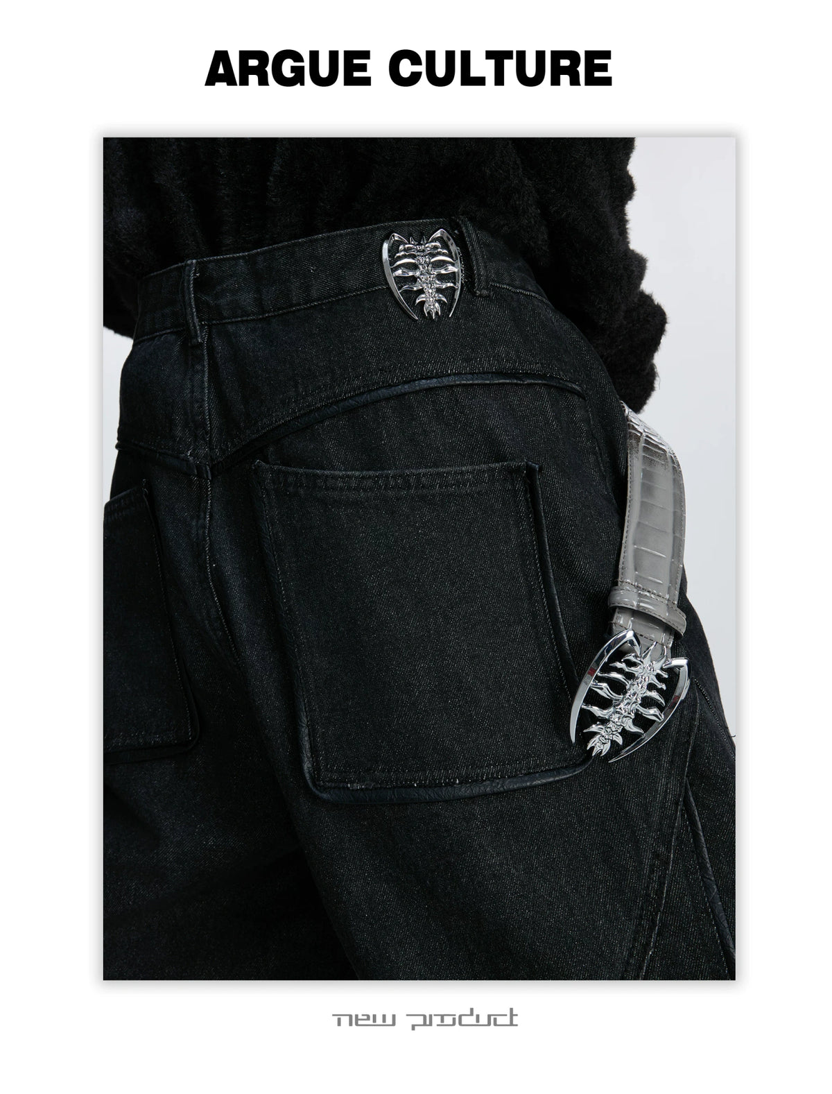 Black Washed Relaxed Straight-Leg Denim Jeans | Unisex - detail image 4