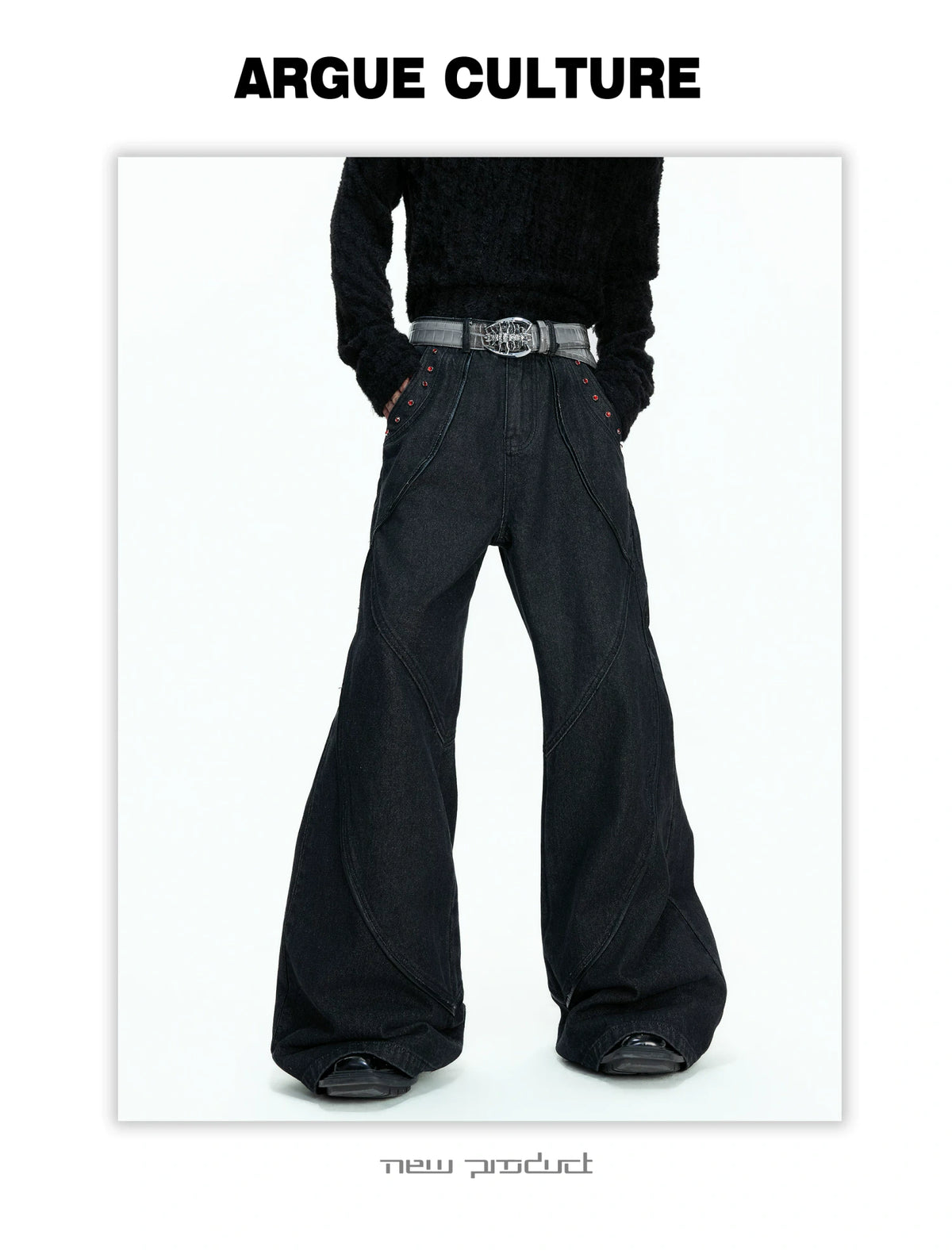 Black Washed Relaxed Straight-Leg Denim Jeans | Unisex - detail image 9