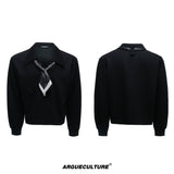 boxy-v-neck-polo-sweatshirt-with-detachable-scarf-black
