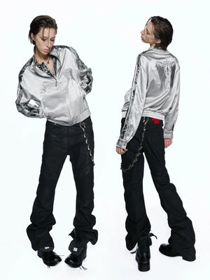 Broken Wing Satin Stand-Collar Streetwear Jacket - main image 5