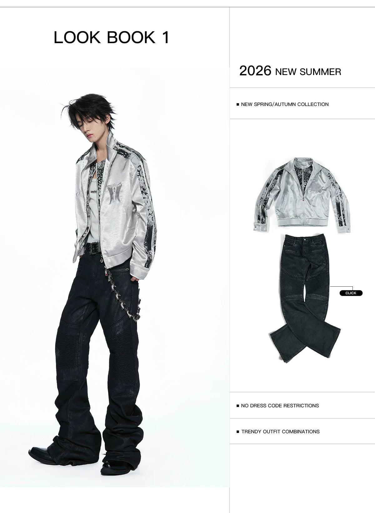 Broken Wing Satin Stand-Collar Streetwear Jacket - detail image 2