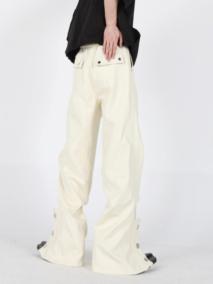 Button - Zip Faux Leather Pants with Thick Rope | Steatwear Trousers - ArguE CulturE