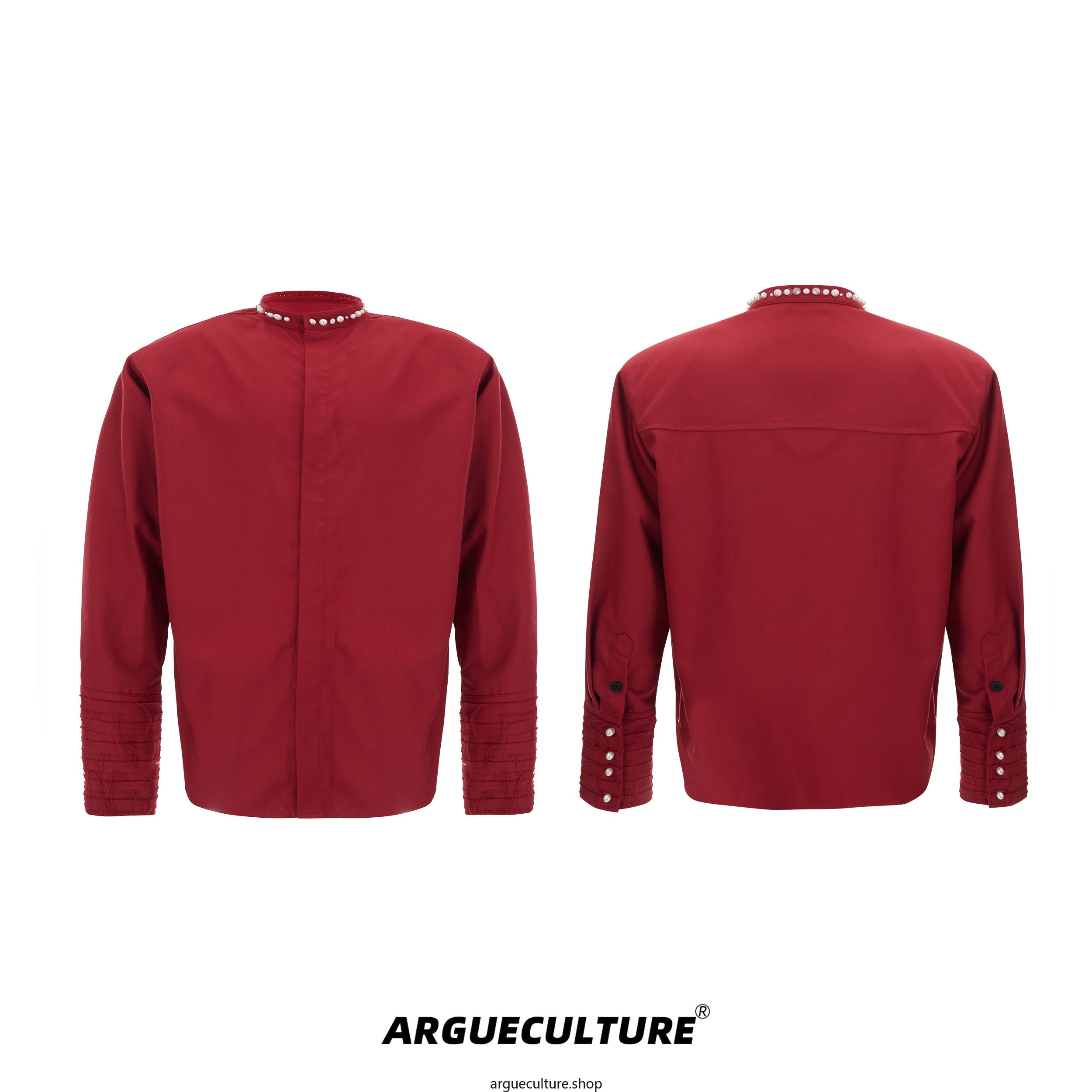 Baroque Pearl Padded Shoulder Shirt Luxurious Design Unisex - ArgueCulture