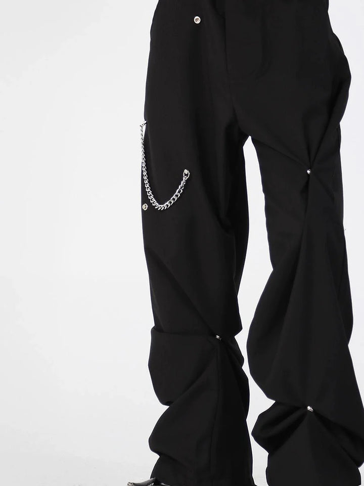 Chic Gothic Casual Trousers with Metal Zipper Deconstruction - ArguE CulturE