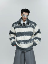 chunky-knit-contrast-zip-cardigan-loose-streetwear-black