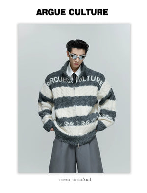 desc::chunky-knit-contrast-zip-cardigan-loose-streetwear-detail-img-10