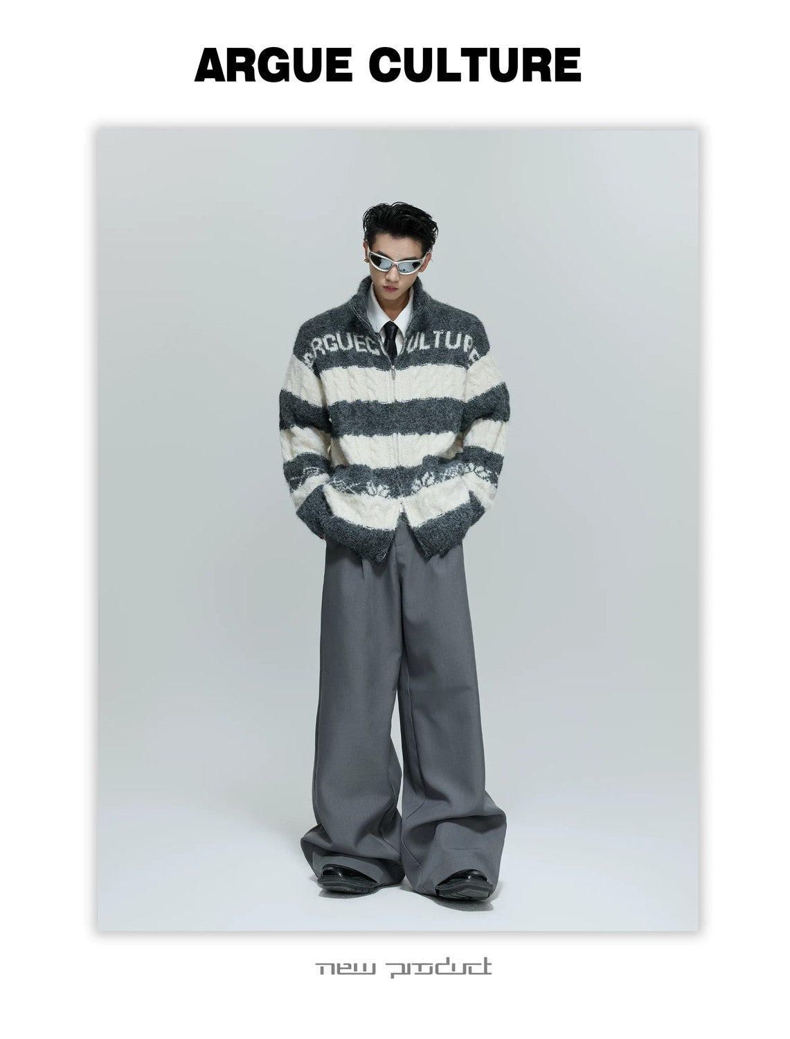 desc::chunky-knit-contrast-zip-cardigan-loose-streetwear-detail-img-11