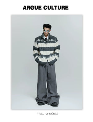 desc::chunky-knit-contrast-zip-cardigan-loose-streetwear-detail-img-11