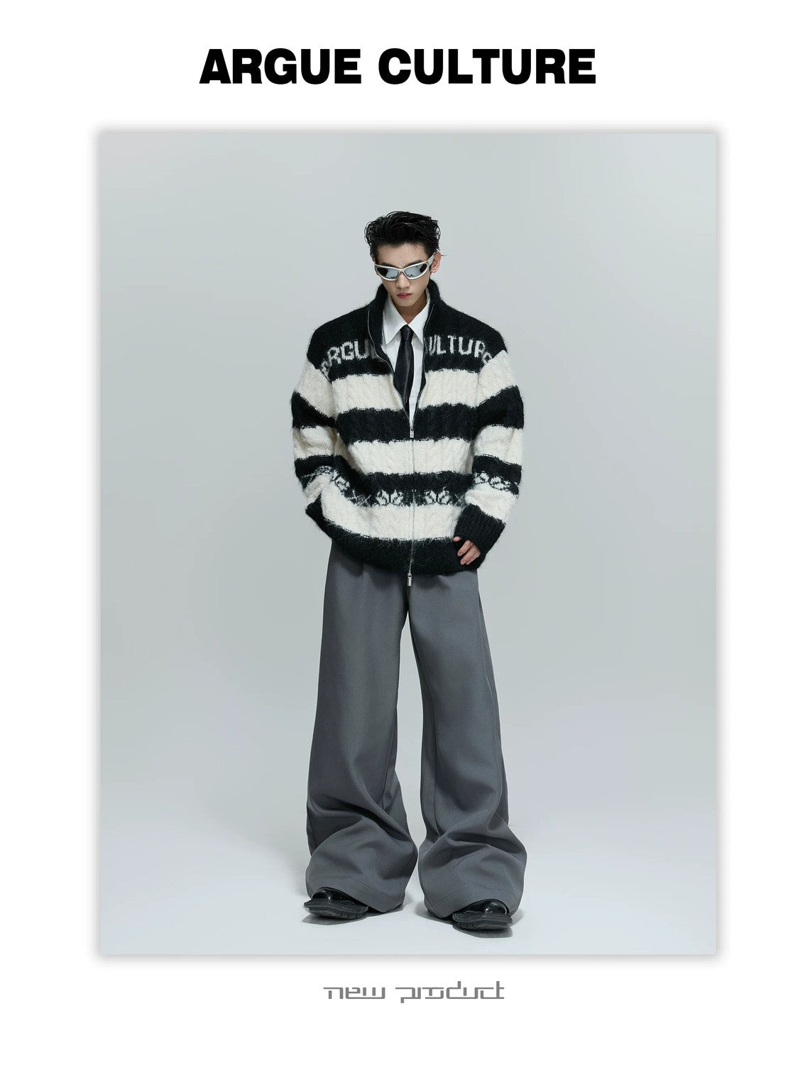 desc::chunky-knit-contrast-zip-cardigan-loose-streetwear-detail-img-6