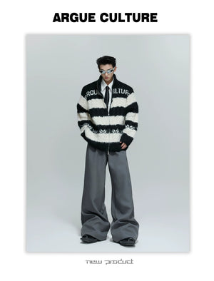 desc::chunky-knit-contrast-zip-cardigan-loose-streetwear-detail-img-6