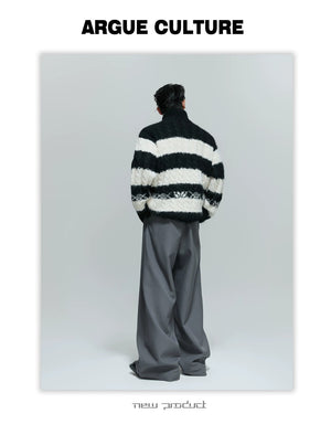 desc::chunky-knit-contrast-zip-cardigan-loose-streetwear-detail-img-7