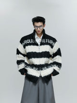 chunky-knit-contrast-zip-cardigan-loose-streetwear-gray