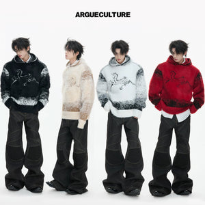 Brown urban style heavyweight hoodie with gradient pattern