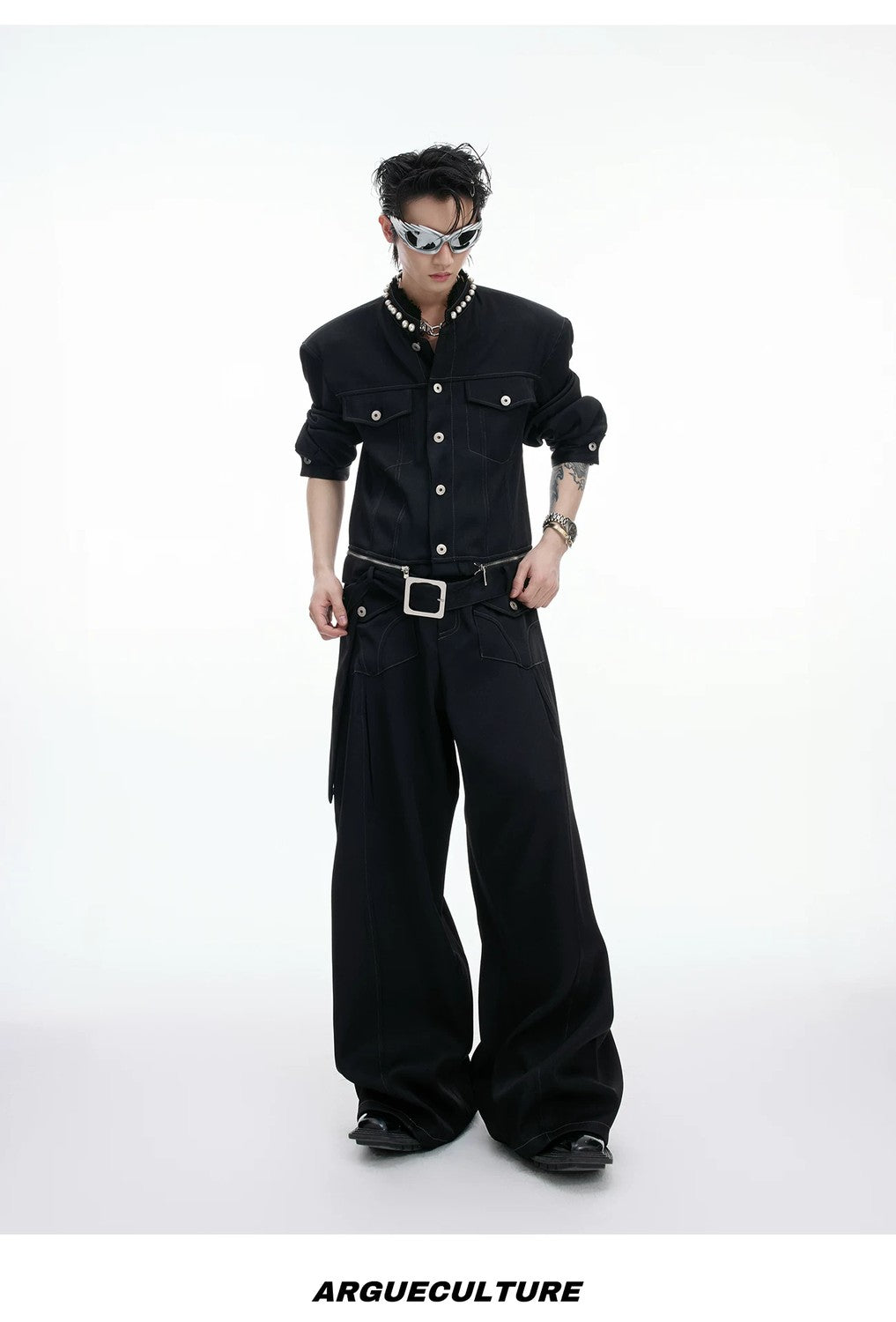 desc::collarless-pearl-denim-set-baggy-streetwear-boxy-jacket-detail-img-16