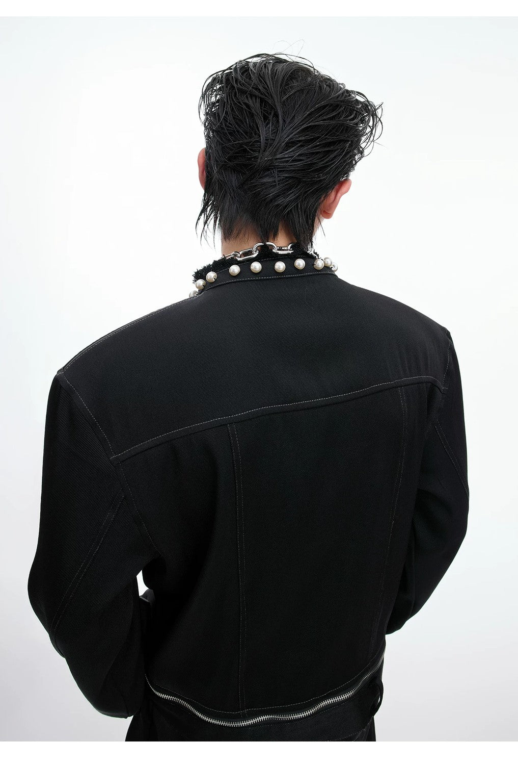 desc::collarless-pearl-denim-set-baggy-streetwear-boxy-jacket-detail-img-7