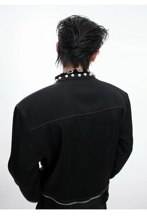 desc::collarless-pearl-denim-set-baggy-streetwear-boxy-jacket-detail-img-7