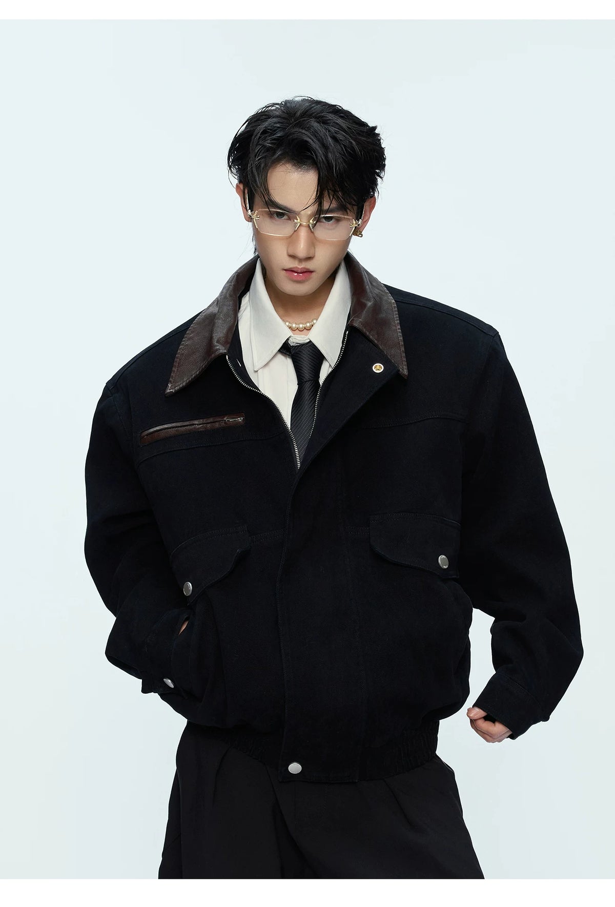 Contrast Collar Cotton Workwear Jacket | Unisex - detail image 6