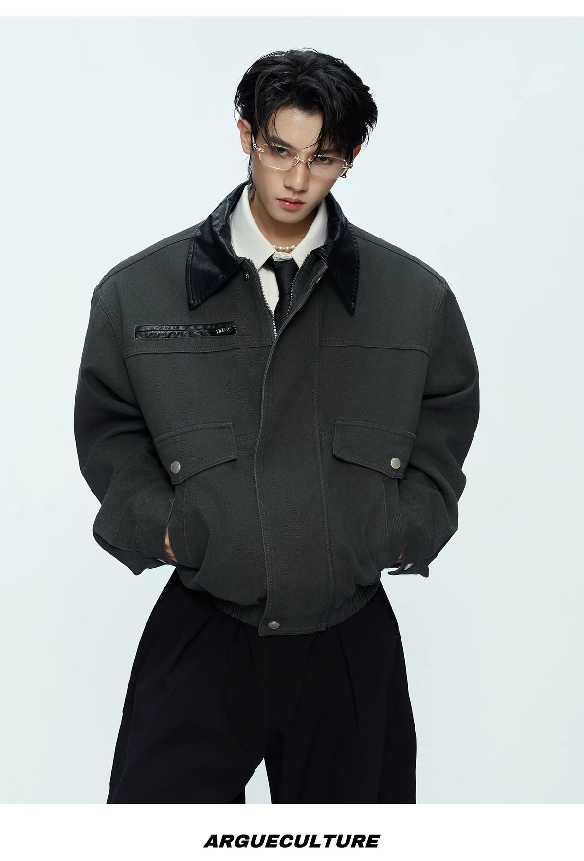 Contrast Collar Cotton Workwear Jacket | Unisex - detail image 14