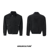 Contrast Collar Cotton Workwear Jacket | Unisex - Gray