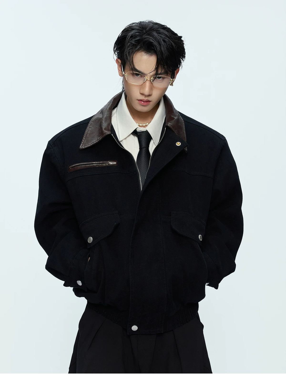 Contrast Collar Cotton Workwear Jacket | Unisex - detail image 4