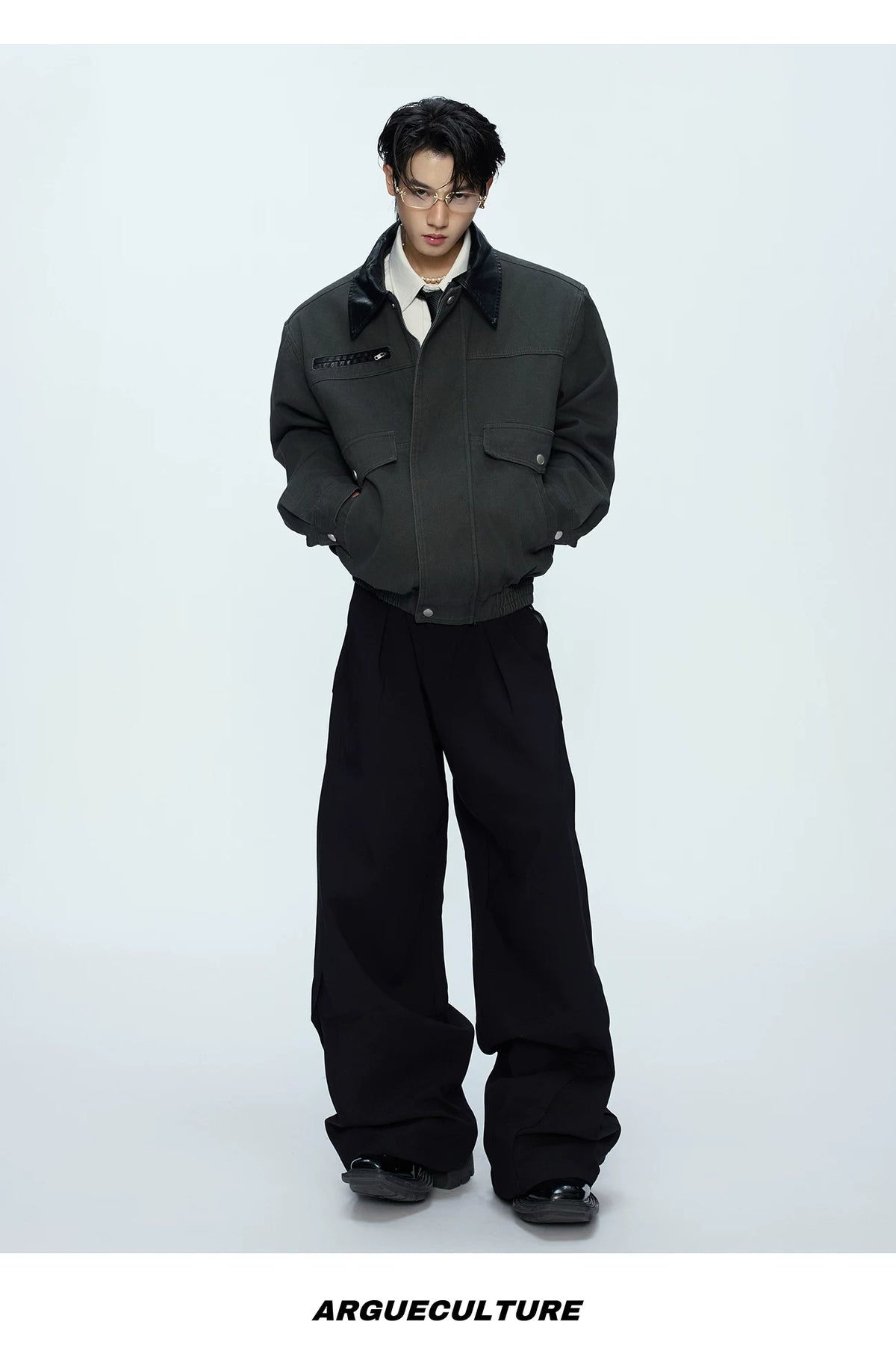 Contrast Collar Cotton Workwear Jacket | Unisex - detail image 15