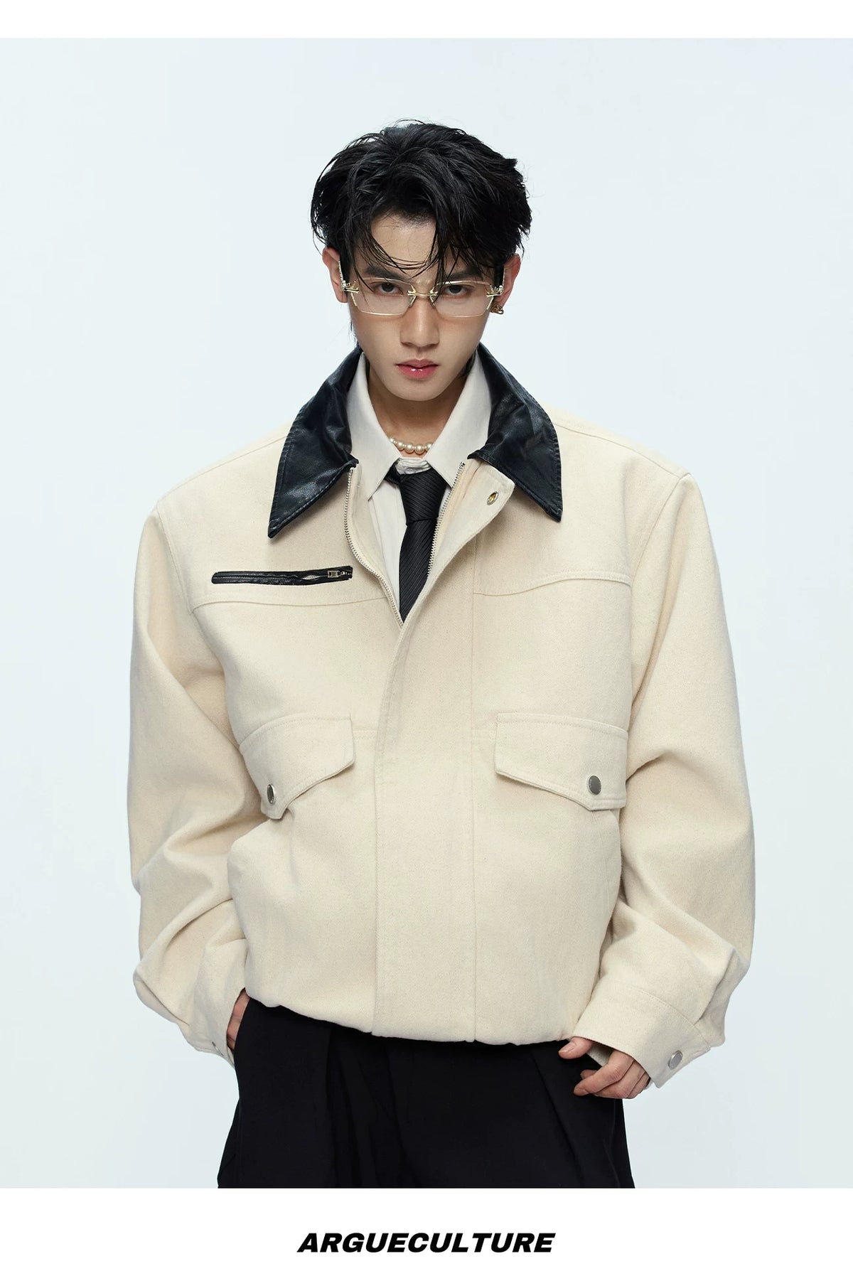 Contrast Collar Cotton Workwear Jacket | Unisex - detail image 11