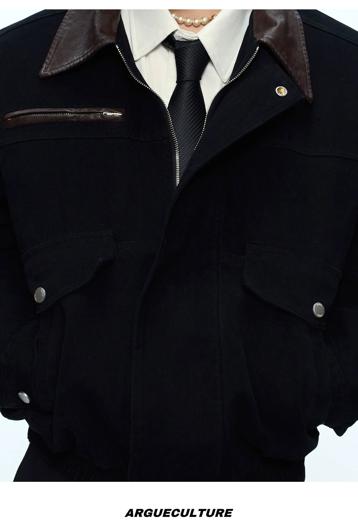 Contrast Collar Cotton Workwear Jacket | Unisex - detail image 8