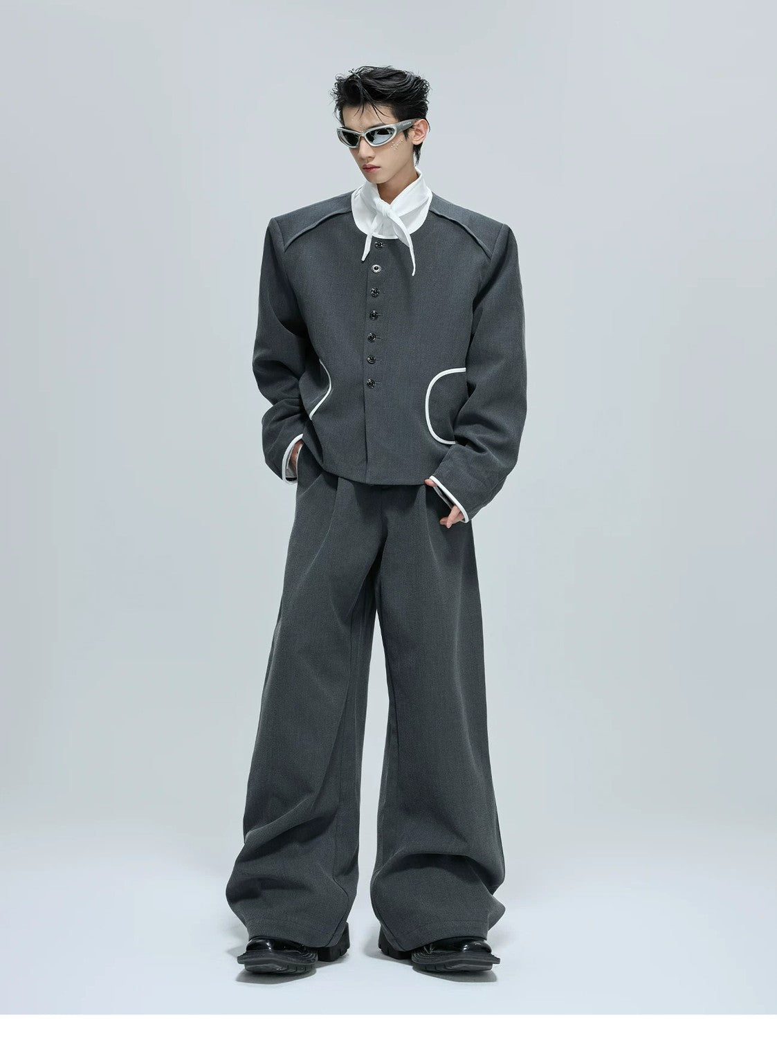 desc::contrast-cropped-tweed-jacket-with-jewel-buttons-detail-img-2