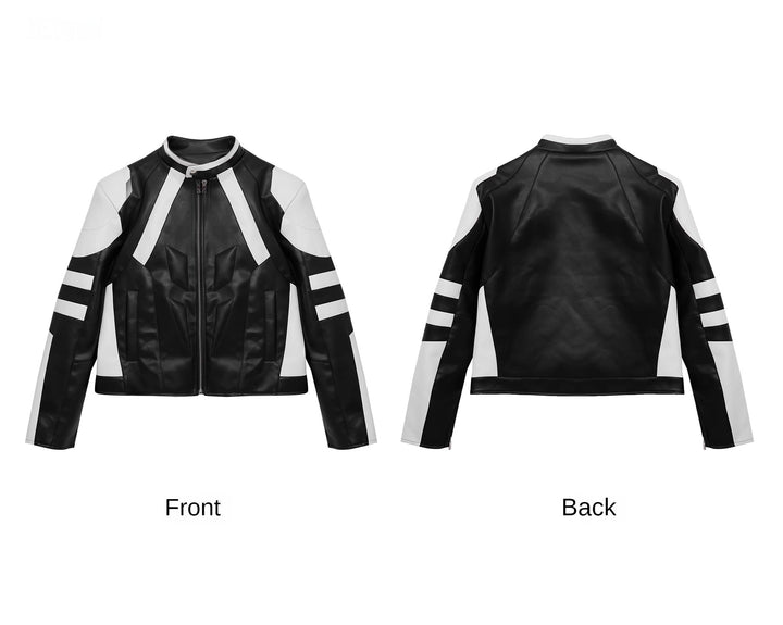 Contrast Patchwork Leather Jacket | Embossed Biker Gear for Men - ArguE CulturE