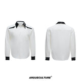 Contrast Sequin Panel Shirt in Blue and White - White