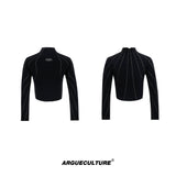contrast-stitching-mock-neck-slim-long-sleeve-crop-top-black
