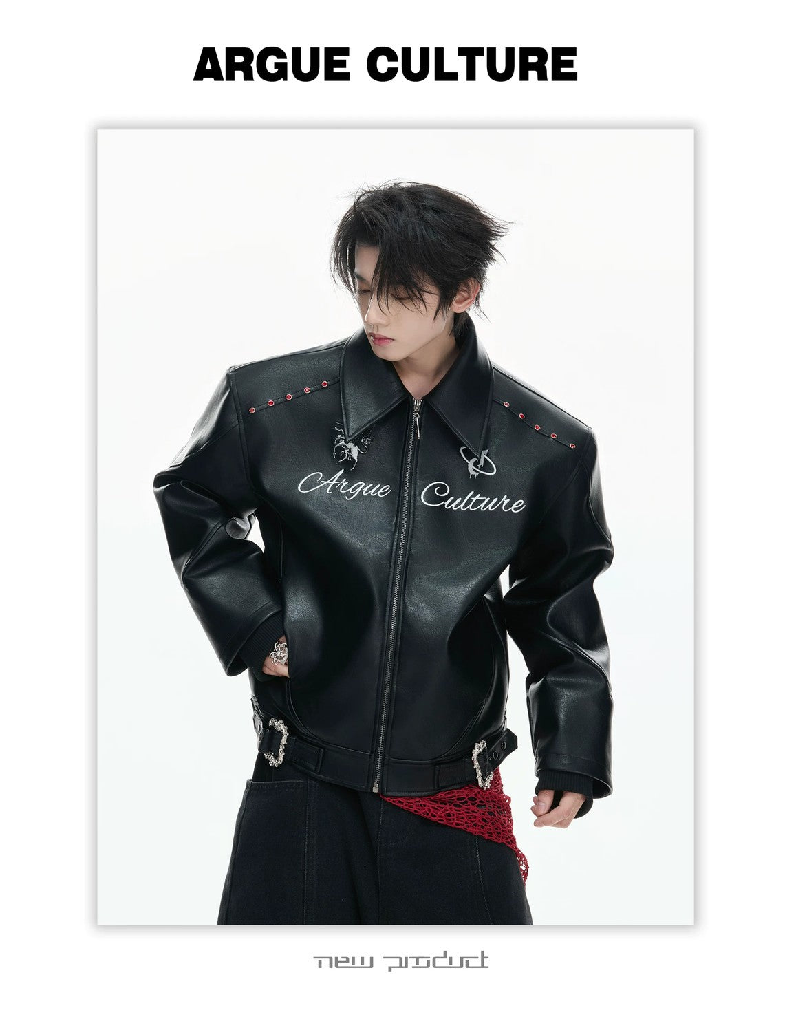 desc::cracked-faux-leather-moto-jacket-layered-streetwear-coat-detail-img-3