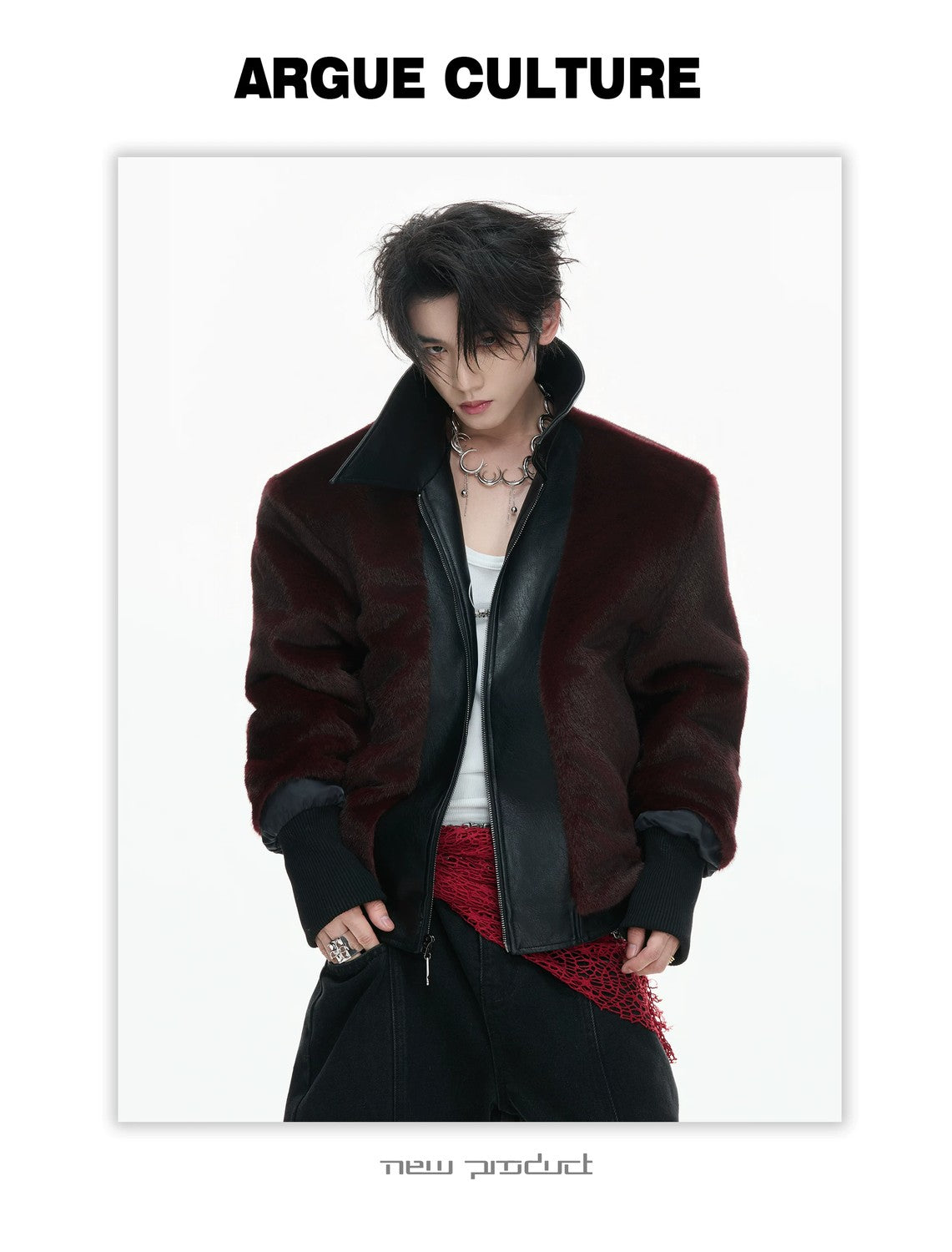 desc::cracked-faux-leather-moto-jacket-layered-streetwear-coat-detail-img-5