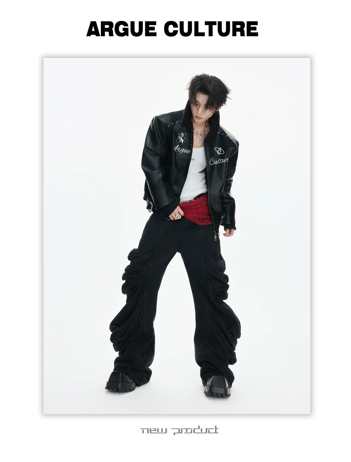 desc::cracked-faux-leather-moto-jacket-layered-streetwear-coat-detail-img-9